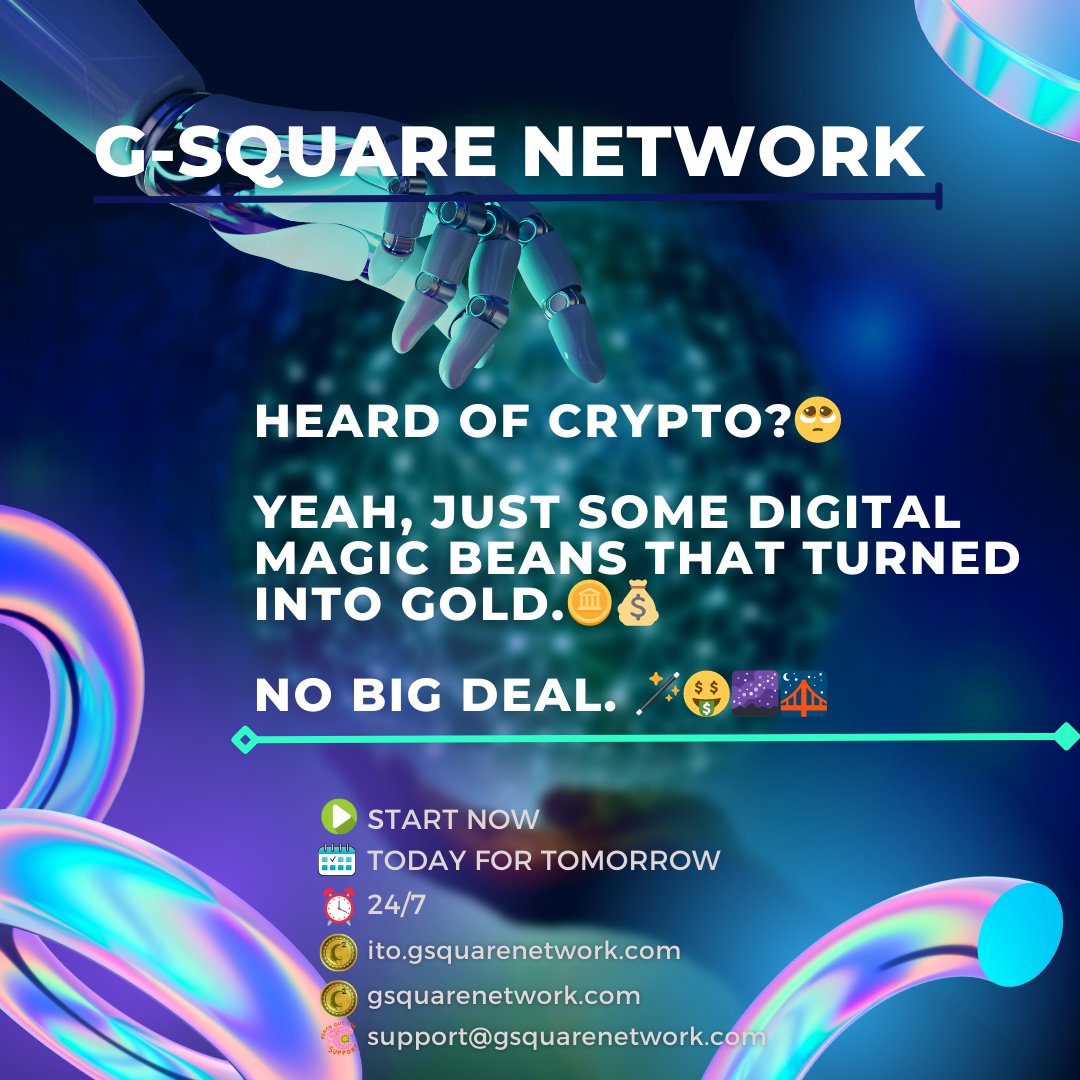 #Future of #money is #Crypto : LIMITED TIME OFFER with 77% Off- ito.gsquarenetwork.com
$̶3̶.9̶0̶ - 0.90$ - 30 GSN - rb.gy/7odjn
$̶4̶2̶9̶.0̶0̶ - 99.0$ - 3300 GSN - rb.gy/jk2jl

Start today for your better tomorrow.🚀💸📈
Go-Getter For Your Nation.💪⛓️🌐