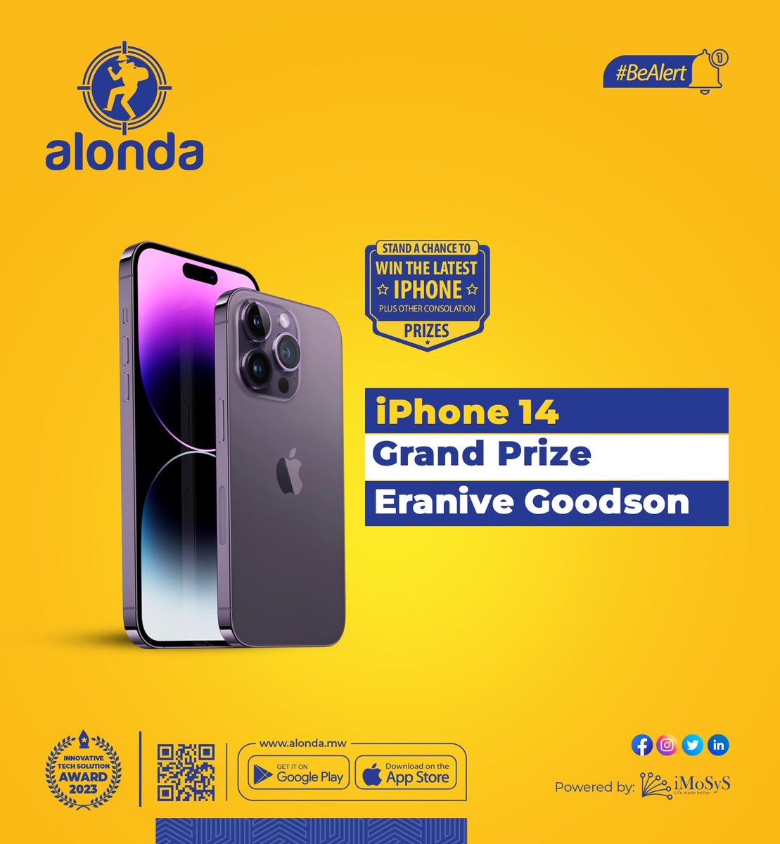 alonda_mw's tweet photo. Our first raffled draw winner! Congratulations to Eranive Goodson
#iphone14 #alonda #raffledraw https://t.co/xtpfA6ma9n