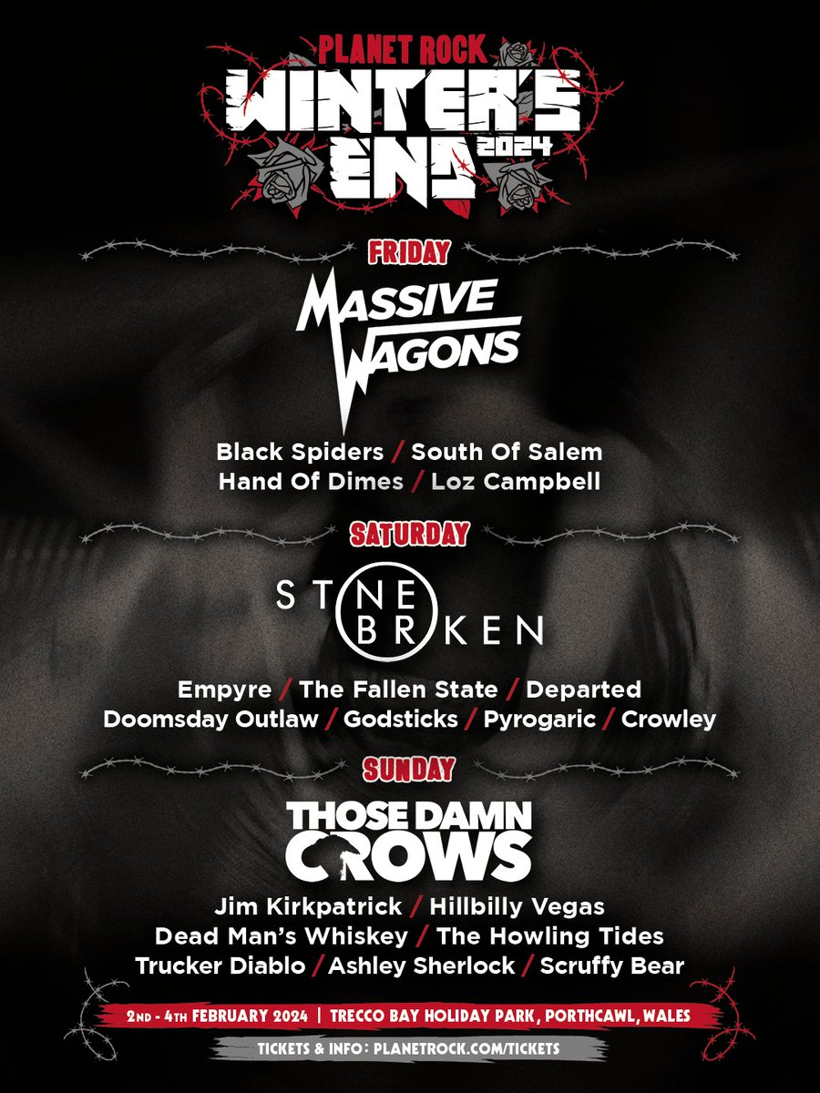 Just announced - we join @MassiveWagons @ThoseDamnCrows @StoneBroken_ and more on the full 2024 @PlanetRockRadio Winter's End bill. We'll be main support on Saturday night. planetrocktickets.co.uk/article/winter… #planetrockradio #justannounced #wintersend #empyre