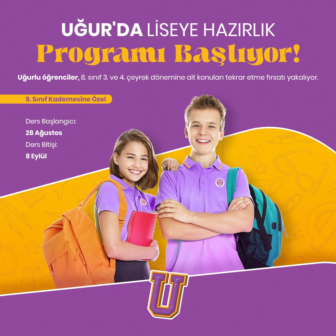 Uğur’da liseye hazırlık programı başlıyor! 🚀

9. sınıf Uğurlu öğrencilerimiz, yeni dönemde ilk olarak 8. sınıfın 3. ve 4. çeyrek dönemi konuları ile buluşuyor. 

Hazır olun, bilgi dolu paylaşımlarla başarı dolu bir yolculuk sizi bekliyor! 💜

🗓️Ders Başlangıcı: 28 Ağustos