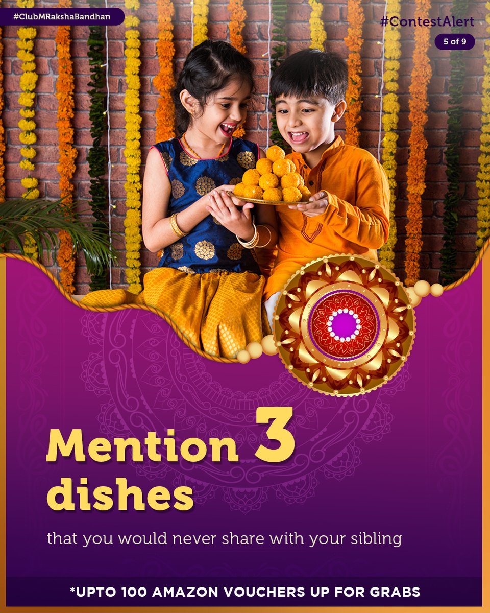 clubmahindra's tweet photo. #ContestAlert
​
Participate in all #ClubMRakshaBandhan contest posts &amp; win.​

​Steps 
1) Commenting using #ClubMRakshaBandhan &amp; 
@clubmahindra is mandatory​​.

2) Participate in all 9 contest posts 

 Winners get *Amazon vouchers worth INR 500 each.​​

​LAST DATE: 31st August'23 https://t.co/vQTZVIMEg3