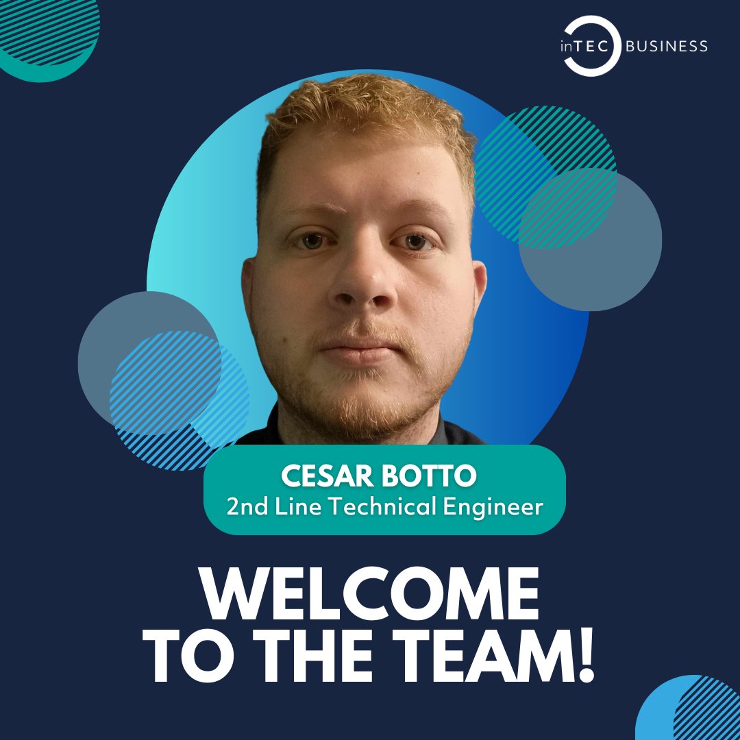Hello and welcome to Cesar Botto who has joined our Newcastle team today as a 2nd Line Technical Engineer!
We hope you settle in really well Cesar!
#newstarter #hello #welcome #newcastle #it #2ndengineer #technical #technology #it #telephony #intec #intecgroup #intecbusiness