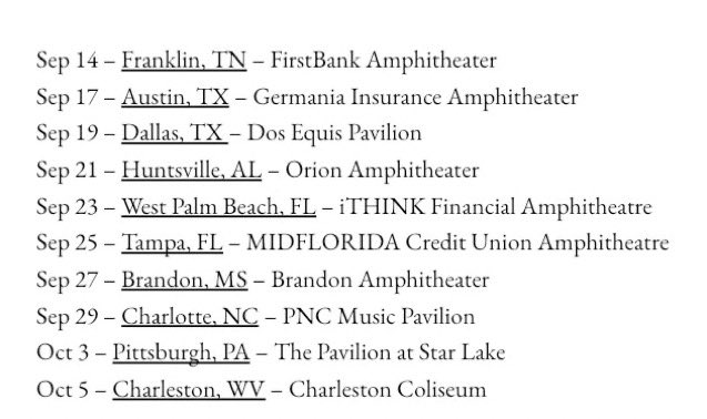 CinamonSluh's tweet image. 🚨LANA DEL REY HAS JUST ANNOUNCED 10 NEW TOUR DATES IN THE US 🚨 

Tickets on sale August 25th!