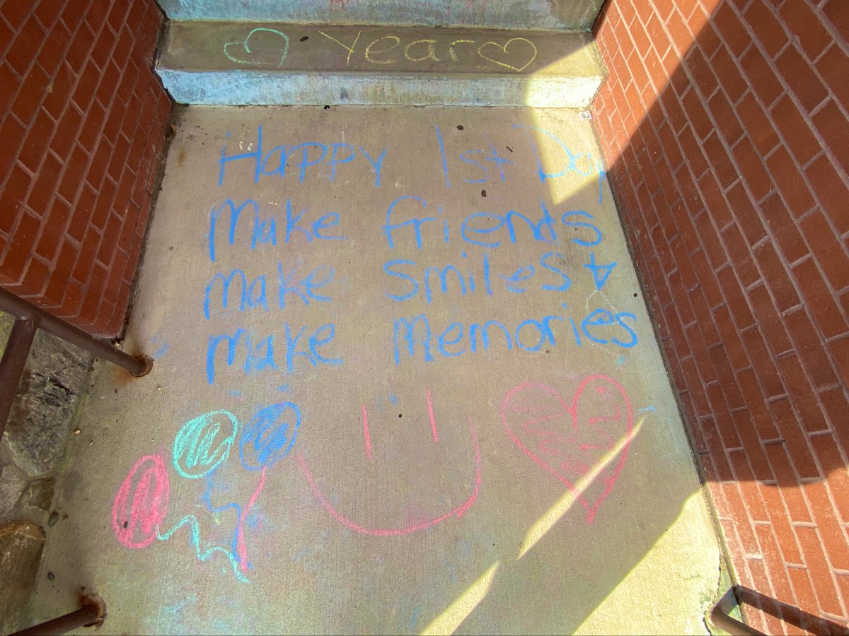 WestridgePRIDE's tweet photo. @PWCSNews  @WestridgePRIDE  The WRES PTA spent part of Sunday writing encouraging and welcoming messages on the school sidewalk. https://t.co/uP0tEzflcN