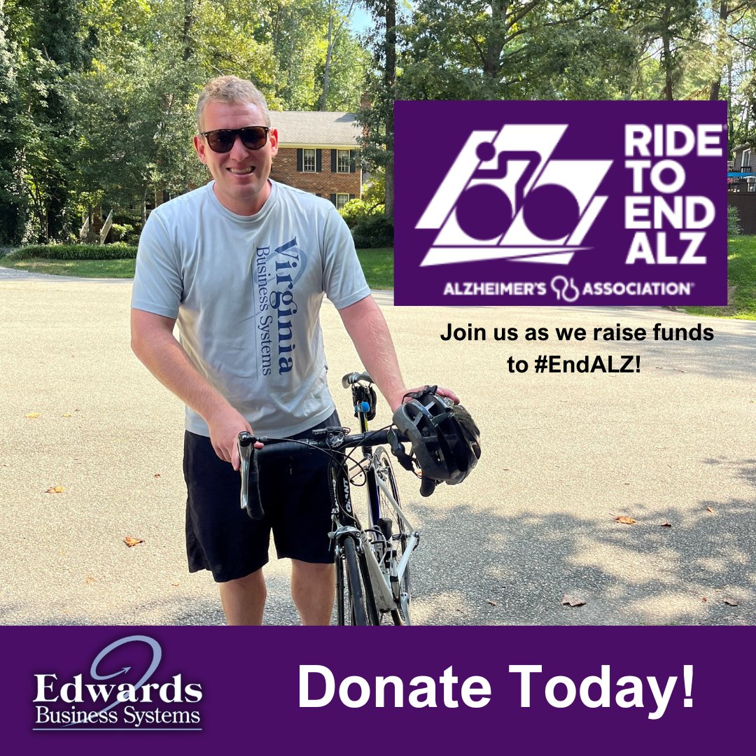 EBS is proud to join Team Konica Minolta in the Ride to End ALZ by raising funds &amp; awareness &amp; riding! Alzheimer’s has &amp; will touch too many people. We want to be part of the solution. Our industry contributes to the communities we serve, &amp; this is a shining example--let’s ride!