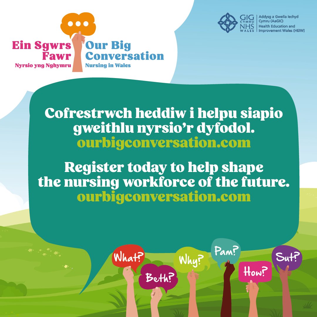 AgoredCymru's tweet photo. HEIW are inviting all healthcare support workers, assistant practitioners, student &amp; registered nurses in Wales to have their say on the strategic nursing workforce plan
Get involved in #OurBigConversation
https://t.co/JPGV314AuP
#NursingWales @RCNWales @HEIW_NHS https://t.co/jxnFH3ilP4