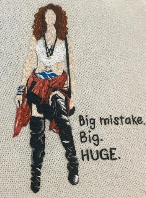 “I’m gonna treat you so nice, you’re never gonna let me go.” - Julia Roberts We hope this embroidery we will give you all the sass and attitude you need for this week. IG: im_hanging_by_a_thread #Juliaroberts #embroidery #prettywoman #craft #mistake #artwork #iconicline