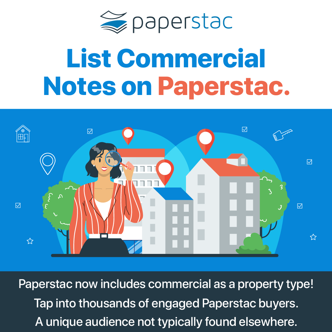 🎉 🎉 List commercial notes on Paperstac & tap into thousands of engaged #notebuyers. 

✨ A unique audience not typically found elsewhere. 

👀 See for yourself on paperstac.com

#noteinvesting #realestateinvesting #FinTech