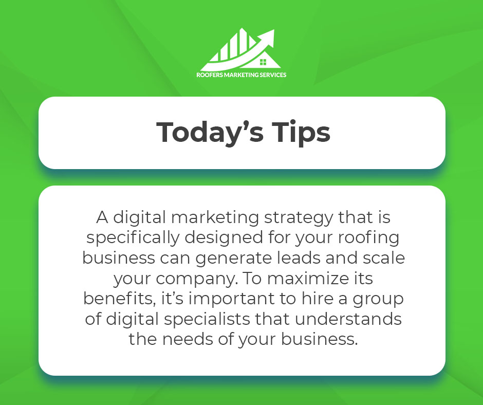 Is your roofing company still reliant on word-of-mouth and ignoring the importance of having a digital presence for your business? If this is the case, it’s time to develop a digital marketing strategy that can help you reach more customers. Visit roofersmarketingservices.com/contact!