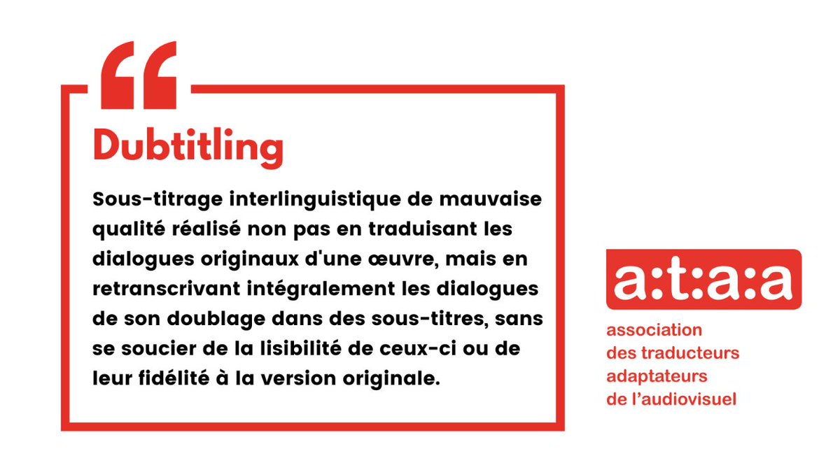 ataafr's tweet photo. Il existe plein de façons de gâcher le sous-titrage d'une œuvre audiovisuelle, mais connaissiez-vous le dubtitling ? https://t.co/wrjxukSMtL