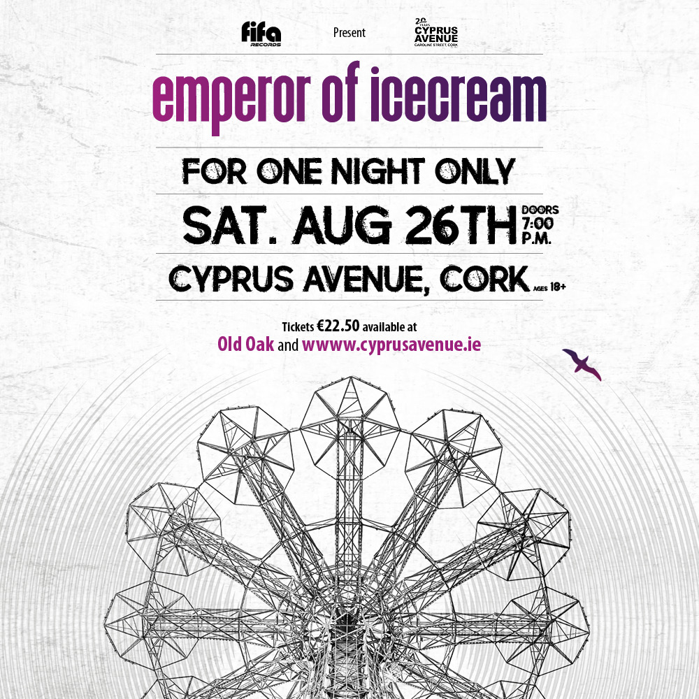 Don't miss Emperor of Ice Cream at Cyprus Avenue this Saturday 26th‼️ Emperor of Icecream returned to the studio to put the finishing touches on an album that was shelved 25 years ago - 'No Sound Ever Dies'🤯 Tickets are available at cyprusavenue.ie 🎟️ @TheEmperorsCork