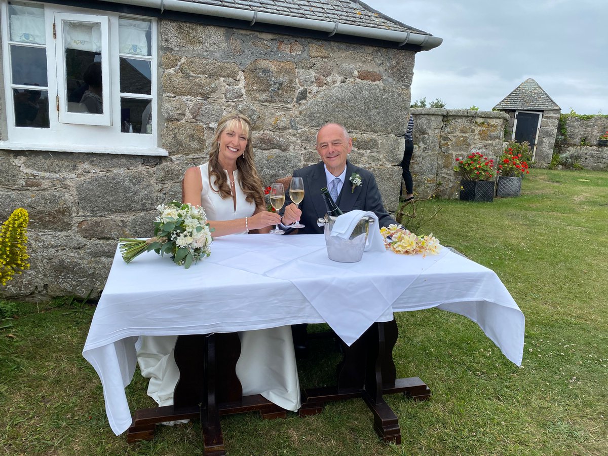 What a lovely  place  for a wedding. Congratulations and all best wishes to Sam and Laurance, who tied the knot in early July on the ramparts of Star Castle with its gorgeous outlook.