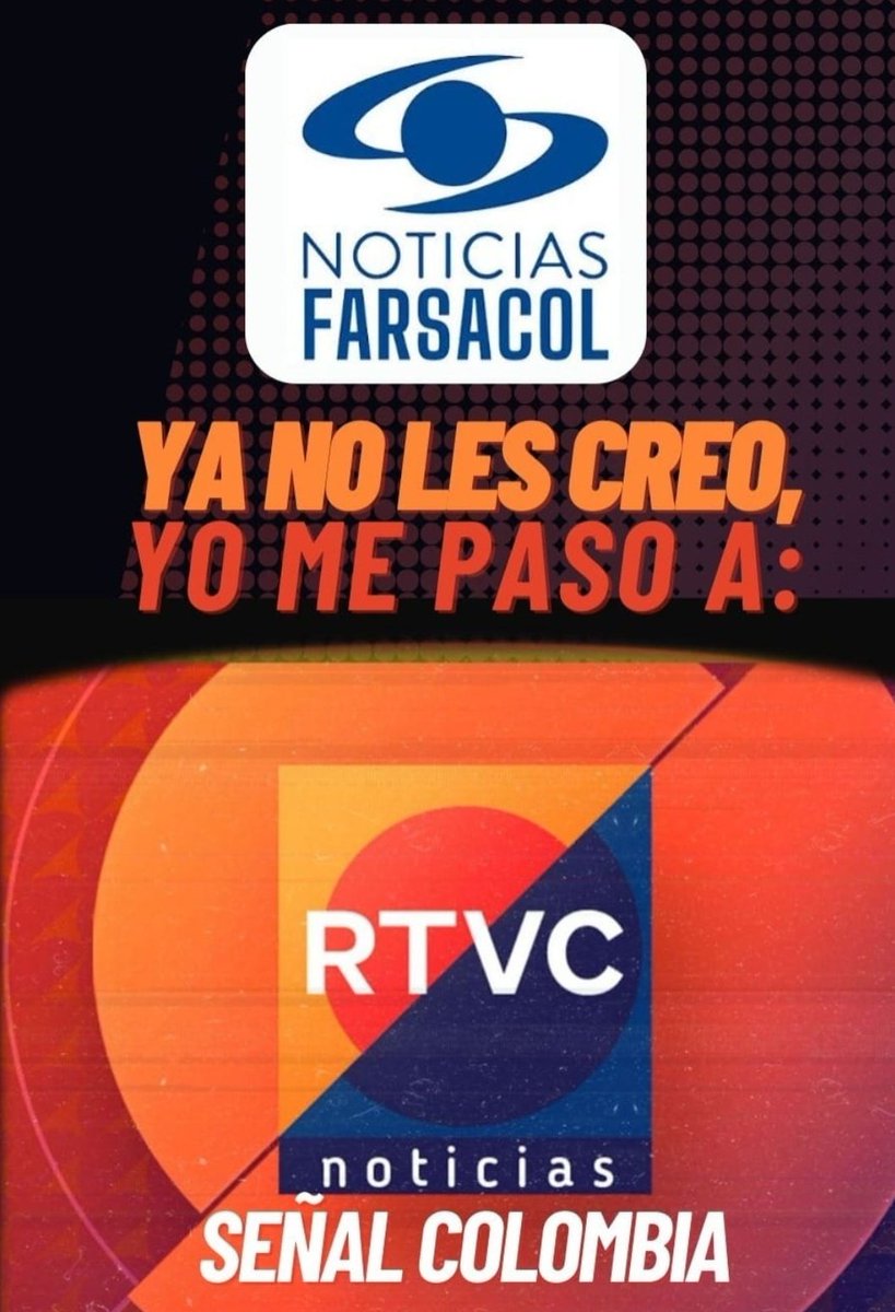 Mibaezz's tweet photo. Todos a  apoyar a @RTVCnoticias invita a tu amig@, tu vecin@, tu tía la Uribista 😉😉
que sintonice @RTVCnoticias porque #CaracolMente 
#RCNMiente https://t.co/txjrVzL7lA
