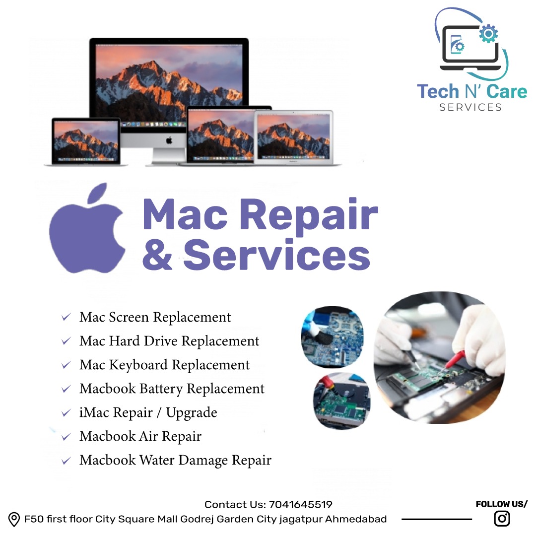 TechncareS's tweet photo. "Bringing your beloved Macs back to life, one repair at a time! Our expert team is here to provide top-notch repair and services for all your Apple devices."

#Techncareservices #MacRepairMagic #AppleServices #TechSolutions #MacRepair #AppleTech #TechSupport #Ahmedabad https://t.co/QG3kYtpCmZ