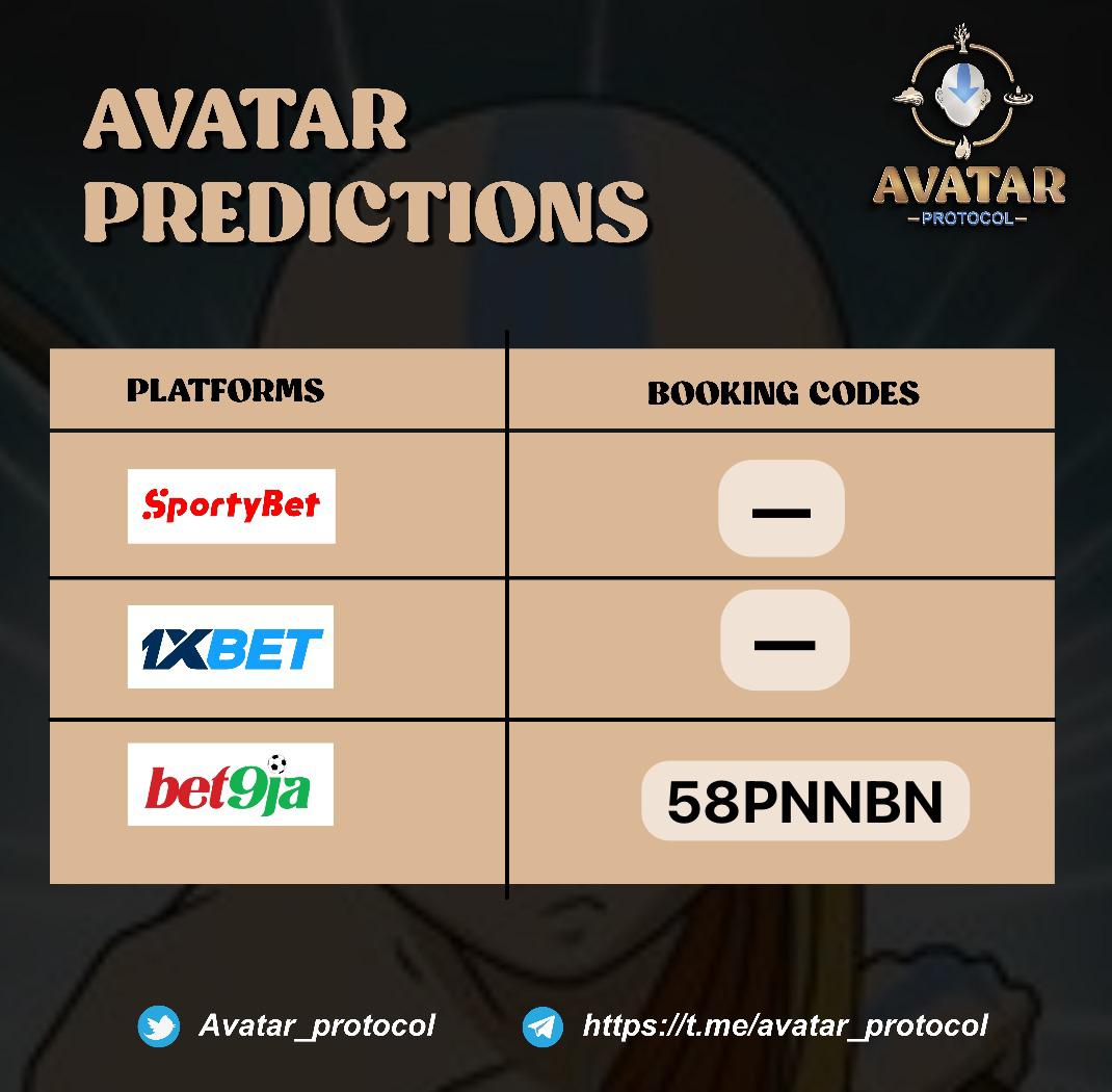 AvatarProtocol (@avatar_protocol) on Twitter photo While we getting ready for <a href="/Avatar_protocol/">AvatarProtocol</a> #Airdrop to go live
Enjoy today games, two different 2 ODDS, one on a particular booking while the other on different bookings of your choice.
Share and like
#SportArbitrage #Sportprediction While we getting ready for <a href="/Avatar_protocol/">AvatarProtocol</a> #Airdrop to go live
Enjoy today games, two different 2 ODDS, one on a particular booking while the other on different bookings of your choice.
Share and like
#SportArbitrage #Sportprediction