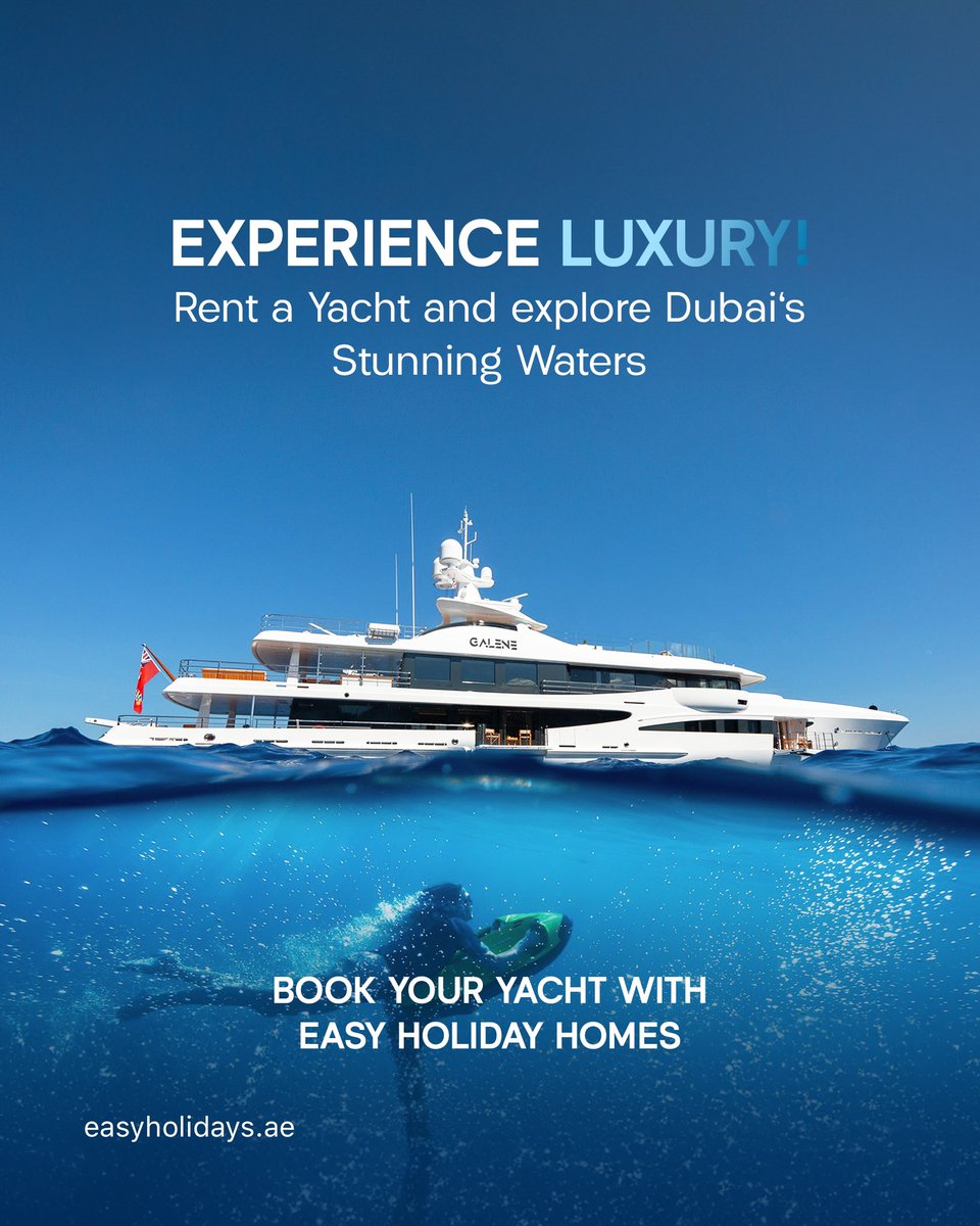 Experience luxury and explore Dubai's stunning waters with a yacht rental from Easy Holiday Homes

Get in touch: info@easyholidays.ae
🌐 easyholiday.ae

#dubai #traveldubai #exploredubai #yacht #yachtdubai  #yachtrentaldubai #yachttour