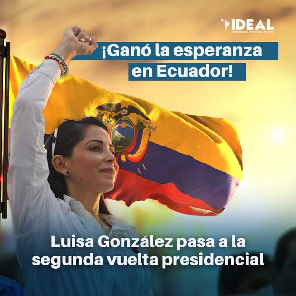 Gracias primero a Dios, a nuestra militancia y a todo mi Ecuador 🇪🇨 porque la esperanza de días mejores se impuso sobre el odio, porque la fe, la unidad y el amor han vencido y JUNTOS VAMOS A LOGRAR el #ResurgirDeLaPatria