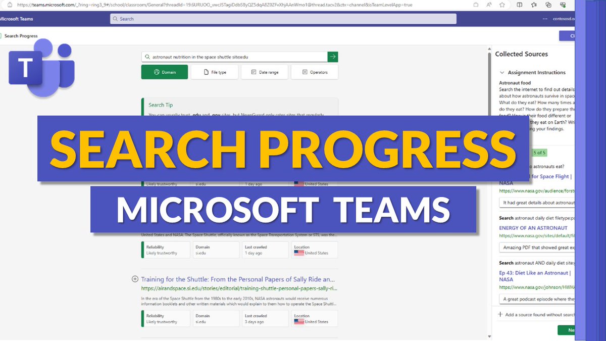 A tutorial video on how to use Search Progress in #MicrosoftTeams for EDU!

🔎 Educators get visibility into how Ss search (show your work)
🔎 Students learn to discern sources &amp; search more effectively + reflection

YouTube 📺 youtu.be/lvjWcChlmcw?fe…

#MIEExpert #MicrosoftEDU