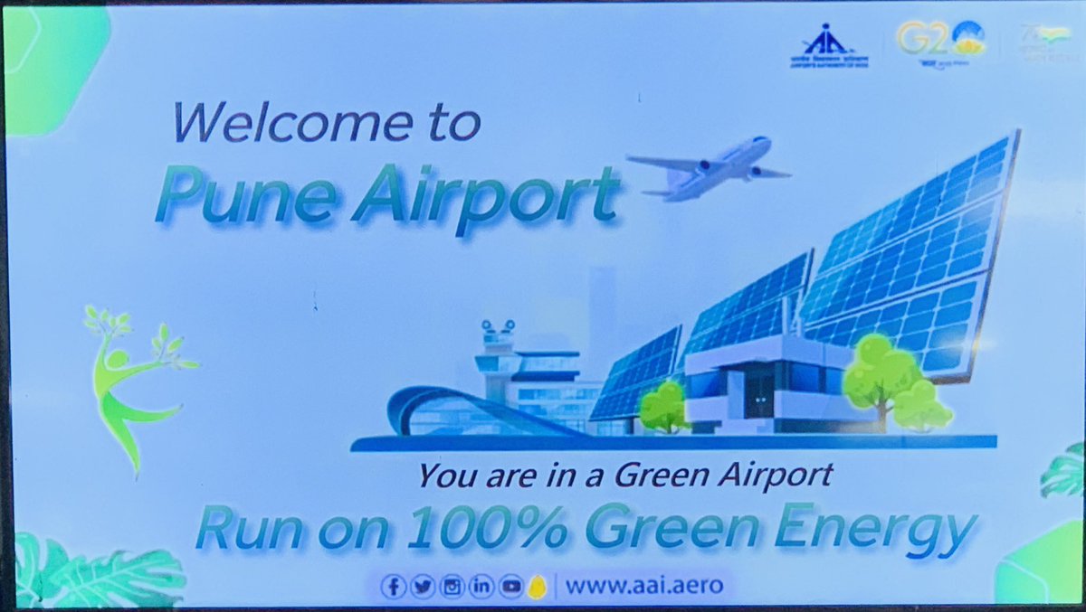 _achandra's tweet photo. @PuneTimesOnline Pune airport needs better management. But, going 100% green is impressive! @PMOIndia @Greenpeace #pune #green https://t.co/wvSWqjPsv8