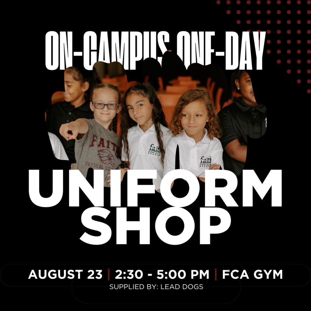 fcaorl's tweet photo. Our uniform company, Lead Dogs, is setting up shop on campus for one day only! Stop by on Wednesday from 2:30 - 5 pm in the FCA gym to purchase new uniforms for your student. https://t.co/YDShMLJkqp