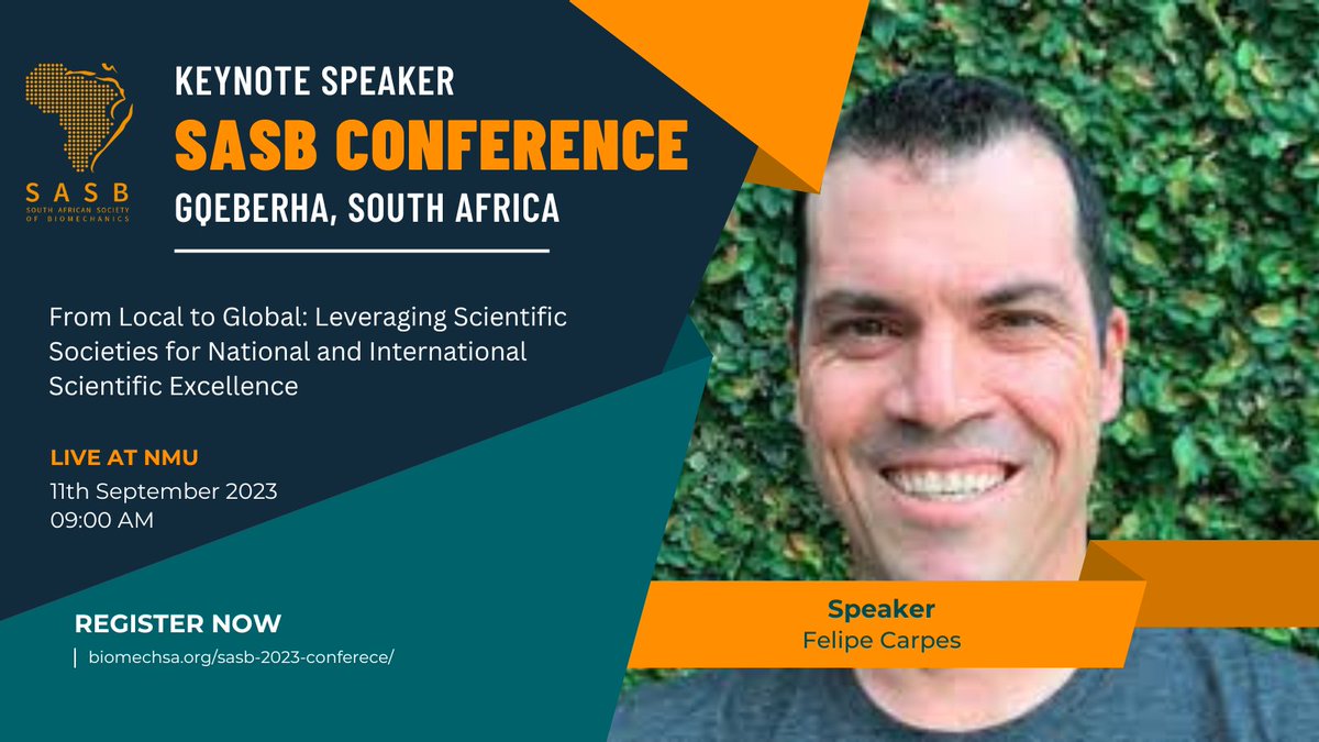 Biomech_SA's tweet photo. We are happy to announce our first keynote speaker for the 2023 SASB Conference - Prof @felipecarpes! We are looking forward to the amazing wisdom that will be imparted. 

Be sure to register at: https://t.co/njp2MXY4xy https://t.co/FbJCYTZV8o