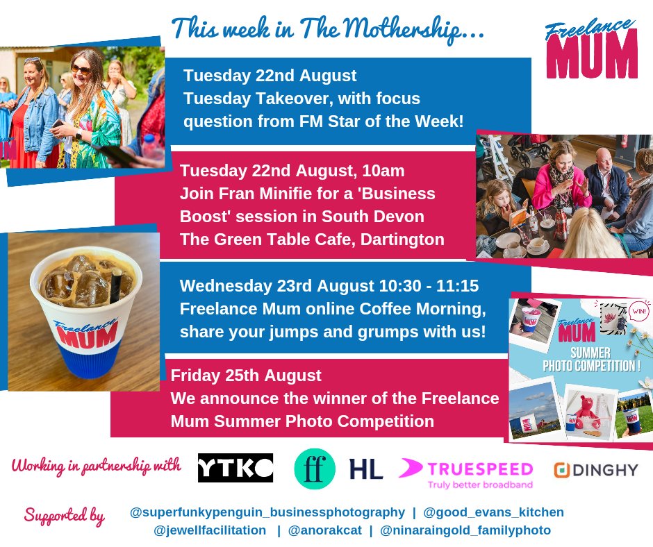 Here's what's going on this week at Freelance Mum... Don’t forget you can join us FREE for 30 days, you’ll ❤ it. Freelance Mum working in partnership with @OutsetWest @HLInvest @theTRUESPEED @getdinghy & supported by @Goodevanskitch1 @HeleneJewell @PenguinAdele