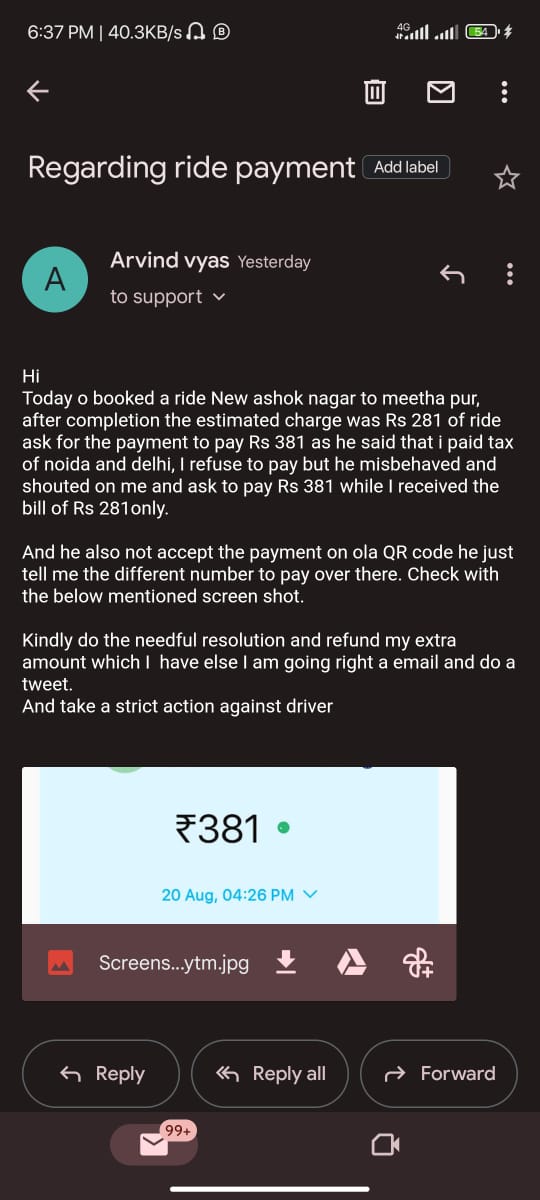 ManishMishra_'s tweet photo. @ola_supports hi kindly update me on the process of yours because as per my knowledge and concern cab service doesn't run with a bunch of hooligans.

Driver Pathetic, Asked extra, left in middle of street and charged extra.
Attaching screenshot kindly go through them https://t.co/OXZpwbCPLV