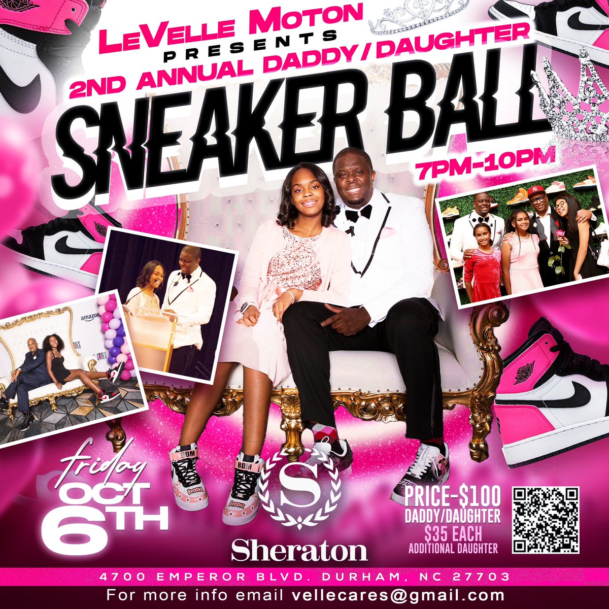 LeVelleMoton's tweet photo. 🎈Attention ALL GIRL DADS!!! Join me for the 2nd Annual Daddy-Daughter Sneaker Ball Gala🎈🎈

October 6th 7pm-10pm
Sheraton Imperial 

Tag a Girl Dad and click on the link to register 
https://t.co/gacjuMQ0I3 https://t.co/4atiW1gAHq