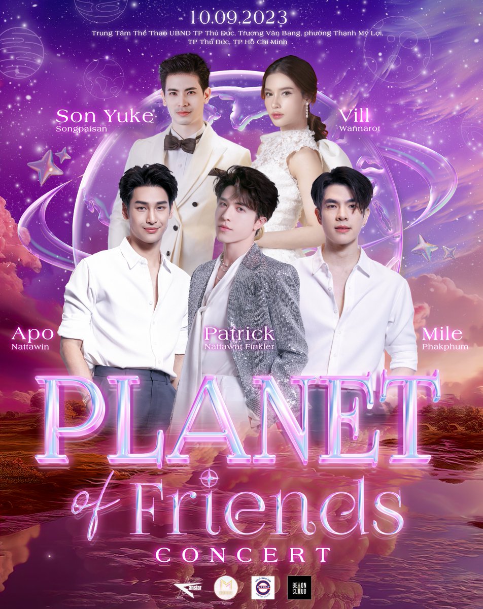 🎉 OFFICIAL ANNOUNCEMENT OF THE FIRST EXCLUSIVE CONCERT IN VIETNAM - PLANET OF FRIENDS 📷 ARE YOU READYYYYYYY???????   #asiaconcertplanetoffriends #PatrickNattawatFinkler #SonYuke #VillWannarot #MilePhakphum #Nnattawin #FanStar #Eintent #BOC