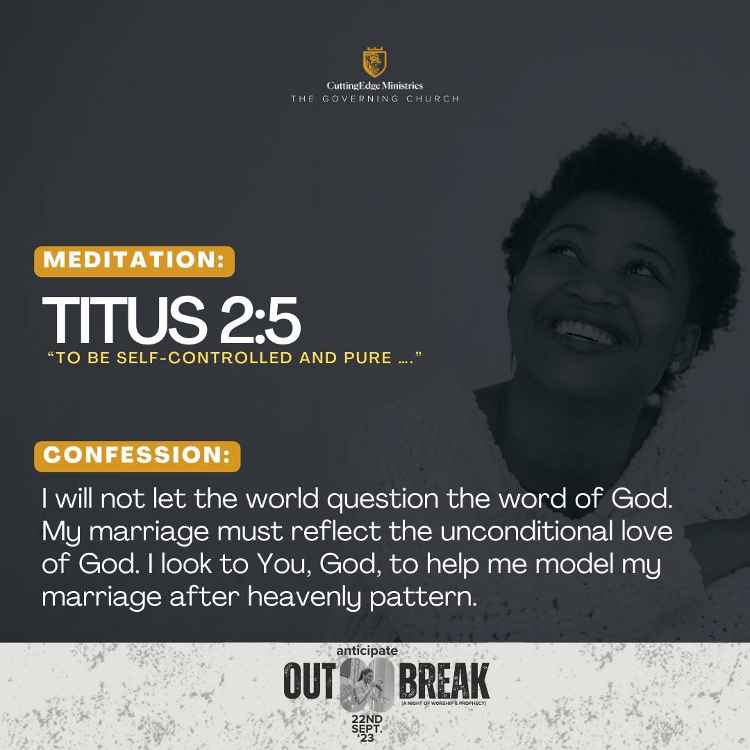 CuttingEdge_NG's tweet photo. God is ever willing and ready to provide the wisdom and insights needed to build your marriage. If only you ask and wait on Him.
#ConfessionForTheWeek
#TheGoverningChurch https://t.co/6Cs7LorQ7U