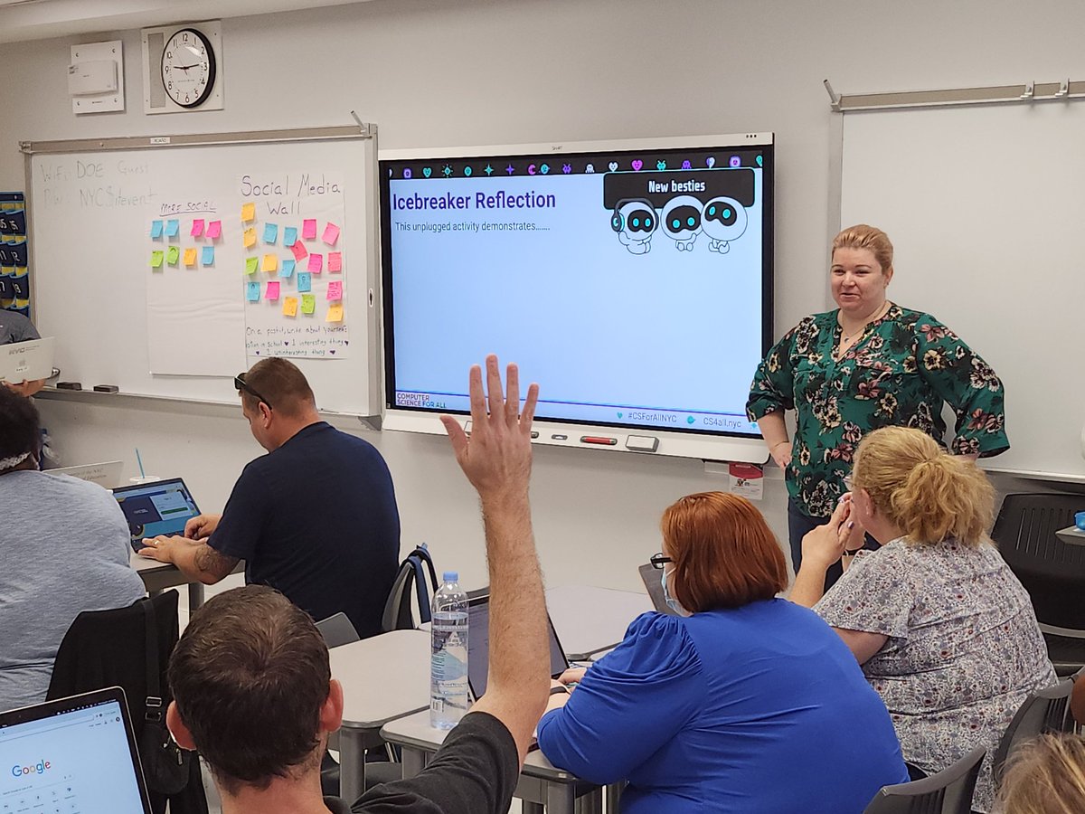Charvey5H's tweet image. CS4All Foundational Session Day 1 with @Hannon131 off to a great start with a Social Media Wall Icebreaker. #CSForALLNYC
