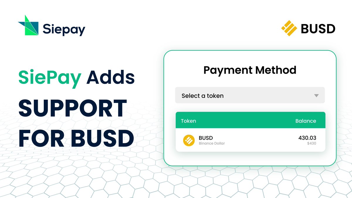 sie_pay's tweet photo. Introducing an exciting new feature: the Binance dollar Stablecoin BUSD can now be used for payments on the SiePay protocol. 🎯

🚀 https://t.co/eUUfN8L8uJ

Stay Tuned. https://t.co/JazrxOv6Cz