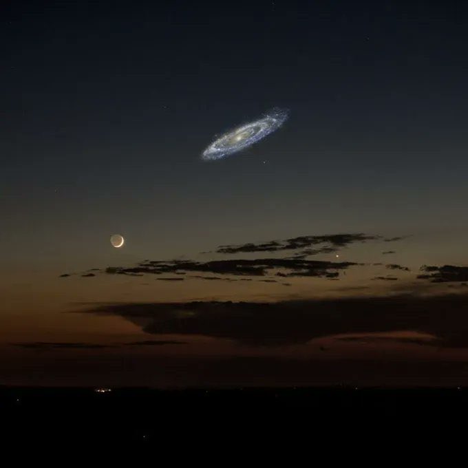 How the Andromeda galaxy would look from Earth if it were brighter