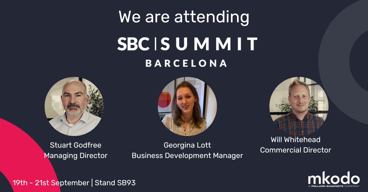 Next month the <a href="/mkodo/">mkodo</a> team will be at #SBCSummitBarcelona 🇪🇸

Book a meeting at: lnkd.in/eSJvAeAk or drop in to Stand SB93 for:
👋 A chat with 4 friendly faces
🍫 Tasty chocolates
📍 #GeoLocs demos
📲 Award-winning apps and front-end services
 
#igaming <a href="/SBCGAMINGNEWS/">SBC GAMING</a>