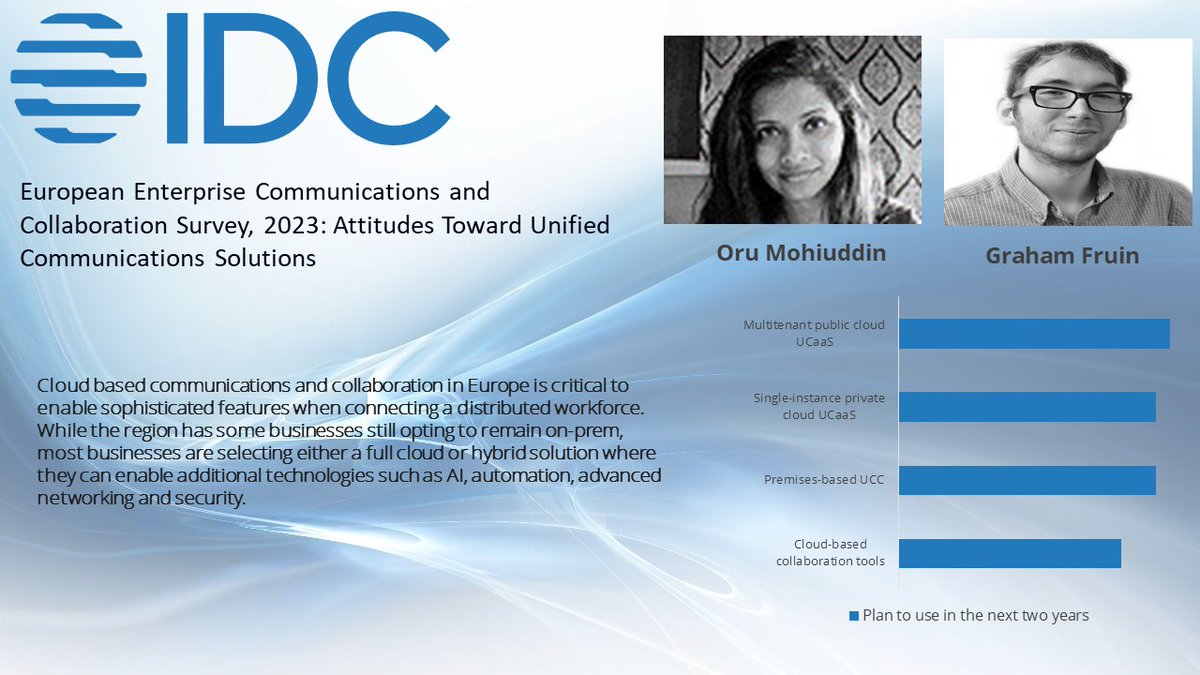 🔹 Check out IDC’s new report, looking at end-user perspectives on the unified communications &amp; collaboration (UC&amp;C) market in Europe.

idc.com/getdoc.jsp?con…

#telco #technology #EITPubRes #idc #research #UCC #UCaaS #UnifiedComms #Collaboration #TelecomReport #IDCSurvey