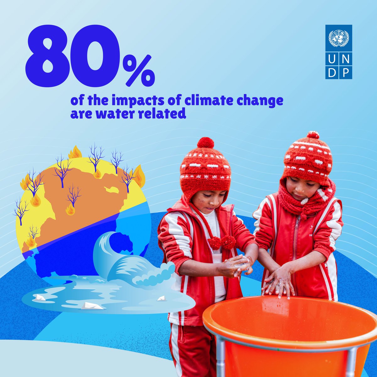 UNFCCC's tweet photo. The climate crisis is also a water crisis. 🌍💧 From rising seas to extreme weather, it's all connected.

Yet, water is part of the solution.

From soaking up carbon to driving innovative mitigation and adaptation strategies, it's a force to be reckoned with. 💪 https://t.co/kw3zZSTIrZ