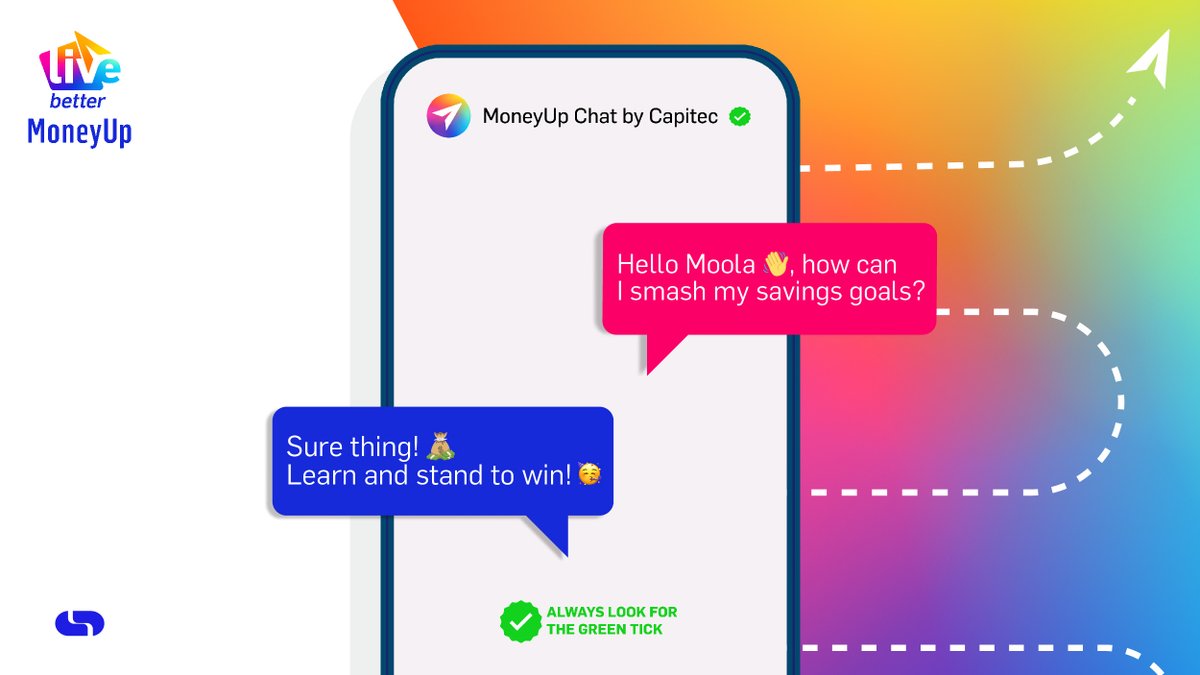 𝗟𝗜𝗞𝗘 🤍 or 𝗥𝗘𝗣𝗢𝗦𝗧 🔄 and stand to WIN your share of R20 000 and get tips on how to smash your savings goals with @CapitecBankSA's #MoneyUpChat on WhatsApp