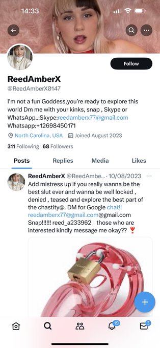 Please report @ReedAmberX0147 another fake account.   They are everywhere so if you see one please send<a class="tags" target="_blank" title="On Twitter" href="/?out=eyJ0eXAiOiJKV1QiLCJhbGciOiJIUzUxMiJ9.eyJpYXQiOjE3MjIwMjM1MjYsImlzcyI6InR3cG9ybnN0YXJzLmNvbSIsIm5iZiI6MTcyMjAyMzUyNiwiZXhwIjoxNzUzNTU5NTI2LCJyZWRpcmVjdF91cmwiOiJodHRwczovL3R3aXR0ZXIuY29tL1JlZWRBbWJlclgwMTQ3In0.J3LIVMqlv36vHw4VdWY2Skxr4YgZAcyBEc75lNRrIvSMV3QqSMbCNi_2C665rg9vBxzCrgOLNMb5MwW9L5t5Pg">@ReedAmberX0147</a>