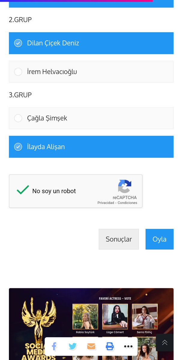 theercelvoting's tweet photo. How to vote?  

•You have to choose from the two categories above Hande one in each, then Hande and hit 'I'm not a robot' and then 'Oyla' to register your vote.

•Hande is the third section.

•You can vote unlimited times.

| #HandeErçel | https://t.co/DEcWEGZo7X