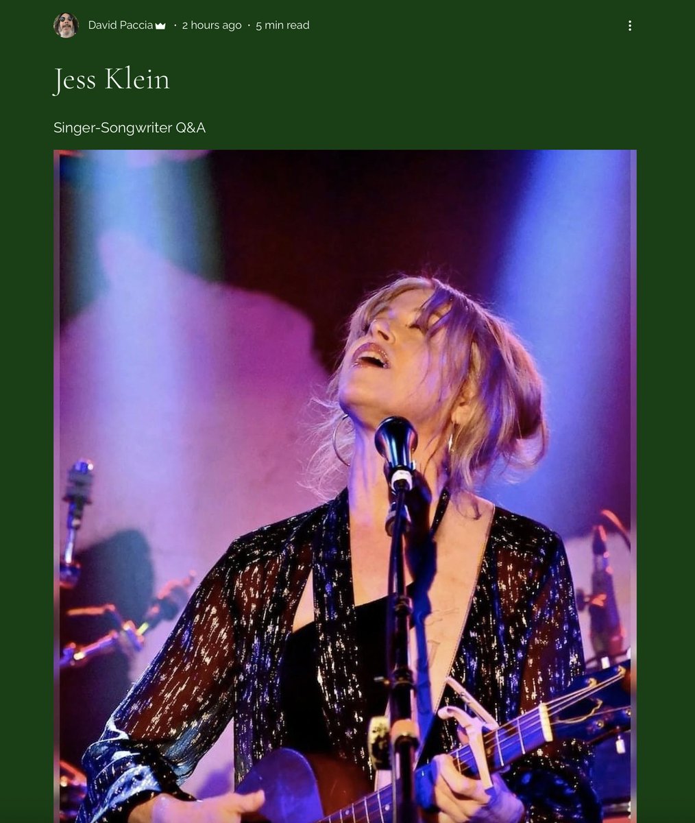 Many thanks to David Paccia for interviewing me about my guitars, songwriting technique, and a bunch of other stuff for Behind the Strings!  📷 He included a bunch of videos from different live shows over the years too.  You can read it here: behindthestringsqna.com/post/jess-klein