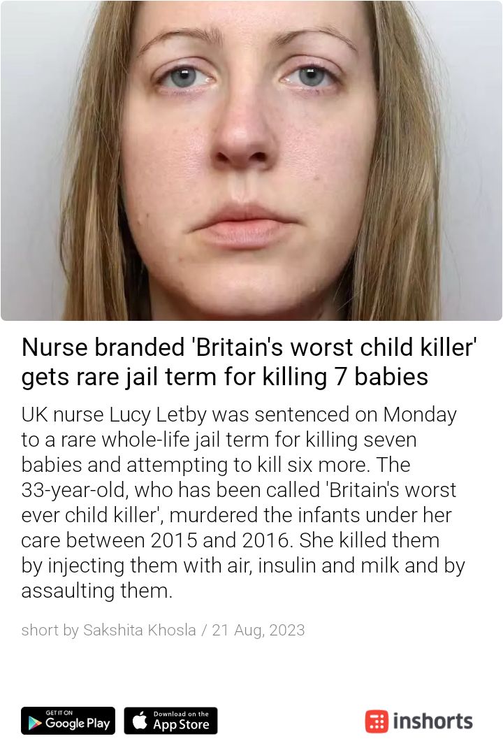 Britain's worst child murderer nurse gets jail term for life, she murdered 7 babies and attempted to murder 6 more babies.
#CrimeHasNoGender #CrimeByWoman
#MostDangerousWomen 
#MumbaiHorror