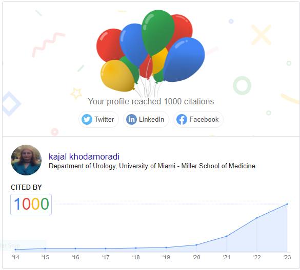 🎉Exciting News! 📚My research has reached a milestone: 1000 citations on Google Scholar! 🙌I couldn't have done it without the support of my mentors, collaborators, and fellow researchers #ramasamyteam. Looking forward to continued exploration and discovery in #malefertility.