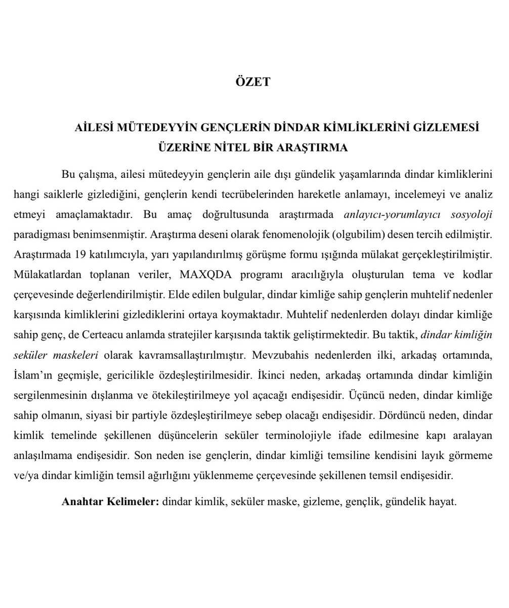 Yüksek lisans tezimi başarıyla savunmanın mutluluğunu yaşıyorum. Başta danışmanım Prof. Dr. Kemal Ataman olmak üzere juri üyeleri Prof. Dr. İzzet Er ve Prof. Dr. Ali Coşkun’a ve dahi üzerimde emeği olan tüm hocalarıma en kalbi duygularımla teşekkür ederim.