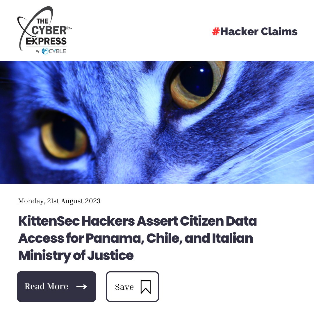 TheCyberExpress's tweet photo. Dive into the enigmatic world of #KittenSec, a hacker group that's rewriting the playbook. From targeting government entities in Panama, Chile, and Italy to their intriguing no-monetary-motives stance, this article unveils their audacious cyber exploits. https://t.co/g0vRs2Phsm https://t.co/FwcWt3klsy