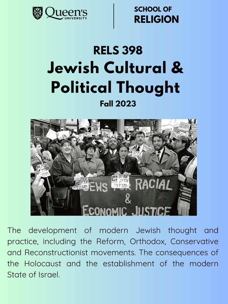 Open Enrollment begins today! Add a 6th class, pick your electives, or switch around your courses. All our course information is available on our website. queensu.ca/jewishstudies/…