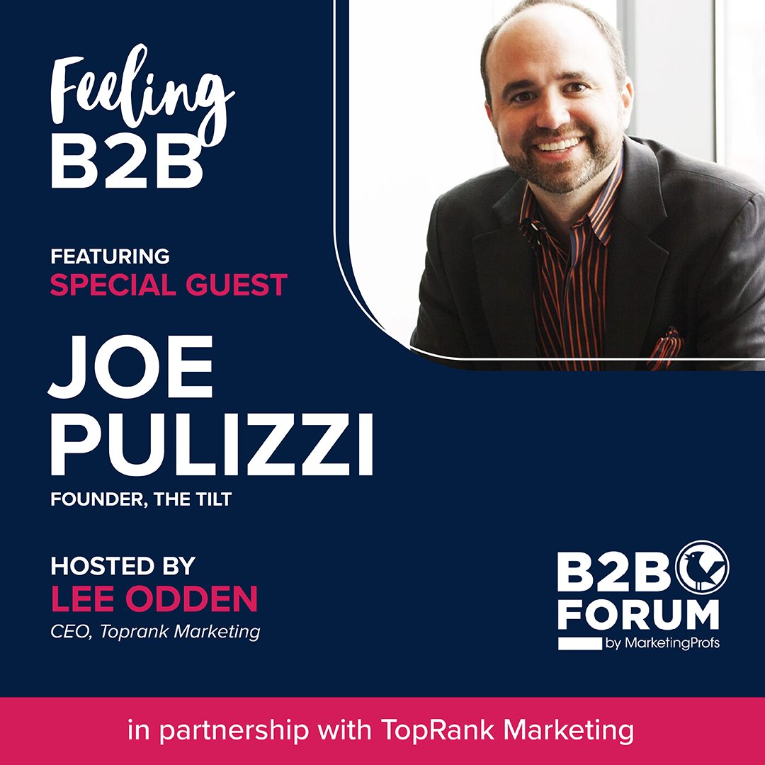 Start 💫 #FeelingB2B as we kick-off our @MarketingProfs B2B Forum video series with @JoePulizzi of @TheTiltNews, as @LeeOdden gets Joe's take on 🎯 unconventional marketing, what he ❤️ loves about #B2B and #MPB2B, & more. Our @KB_Drake shares it all here:➡tprk.us/3YM8BcO