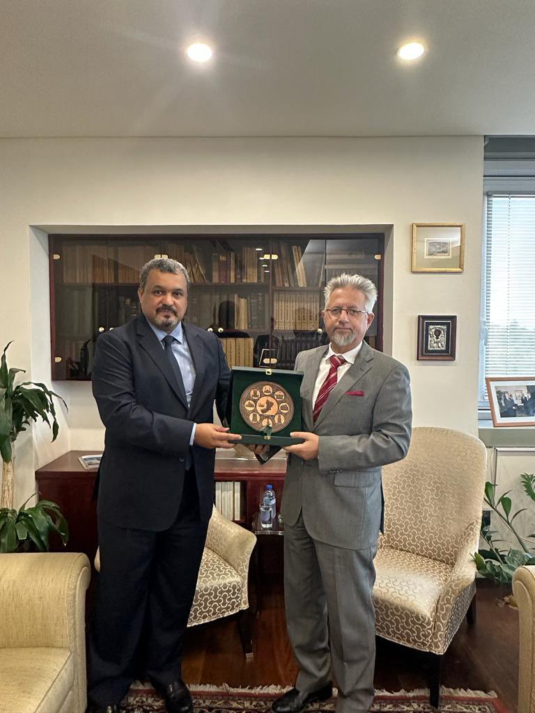 H.E Ambassador Mohammed Al-Nahdi held a meeting today with Dr. Kyriacόs Kouros, Permanent Secretary of the Ministry of Foreign Affairs of the Republic of Cyprus, within the framework of strengthening bilateral relations between the Sultanate of Oman and the Republic of Cyprus.