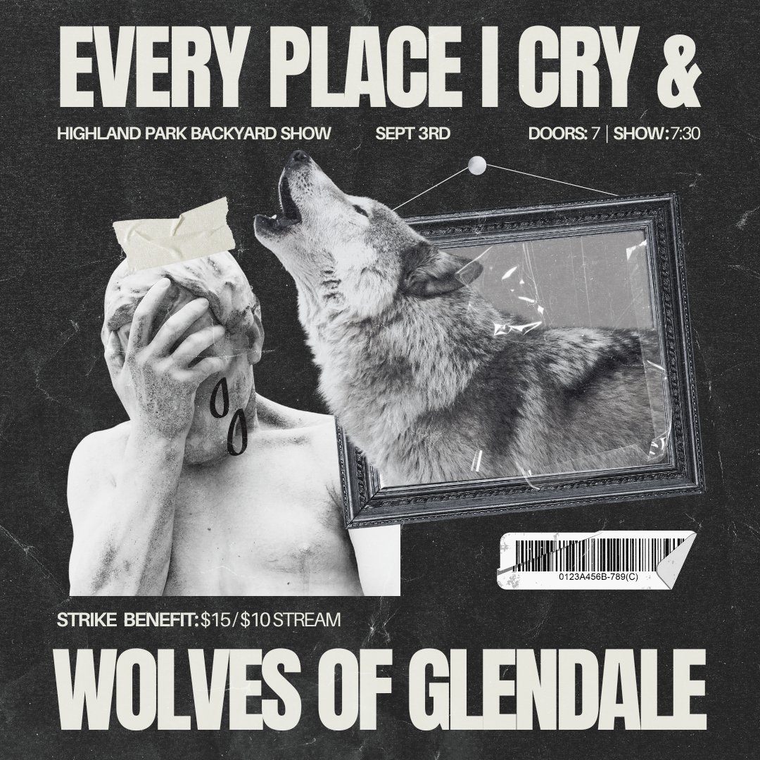 STRIKE BENEFIT SHOW! 9/3! @EveryPlaceICry and @wolvesofglendal are hosting a backyard concert in Highland Park for crew members at risk of losing healthcare. Not in LA? You can stream it thanks to @drewspurs! Link below.