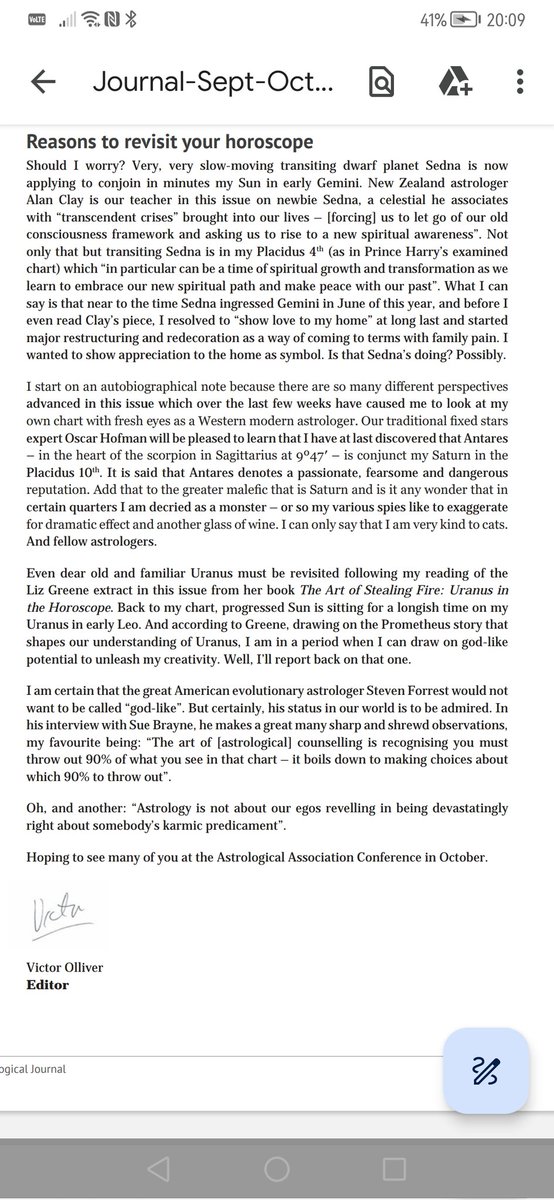 VictorOlliver's tweet photo. My editor letter in the new issue of The Astrological Journal. It outlines a personal response to the content. The Steven Forrest interview is mind-blowing, profound and challenging. Proud to be editor. https://t.co/JRakUNsu56