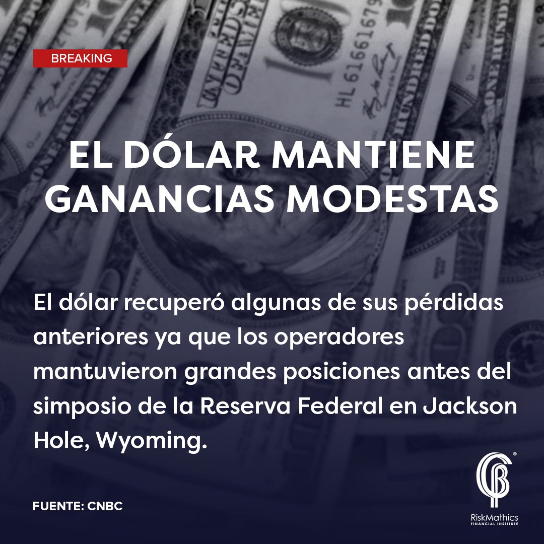 RiskMathicsFI's tweet photo. MANTENTE INFORMADO sobre las últimas tendencias en Finanzas, Trading, IA y Tecnología con #RiskNews y nuestros TRAINING PROGRAM: https://t.co/JU1QDq2gRK
#riskmathics #risk #KeepYourHungerForKnowledge #CNBC #Dolar #FED #JacksonHole #Wyoming #Finance https://t.co/09aG2SkjOf